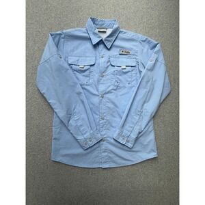 Columbia PFG Shirt Boys Large 14-16 Blue Omni-Shade Vented Fishing Outdoor Mesh